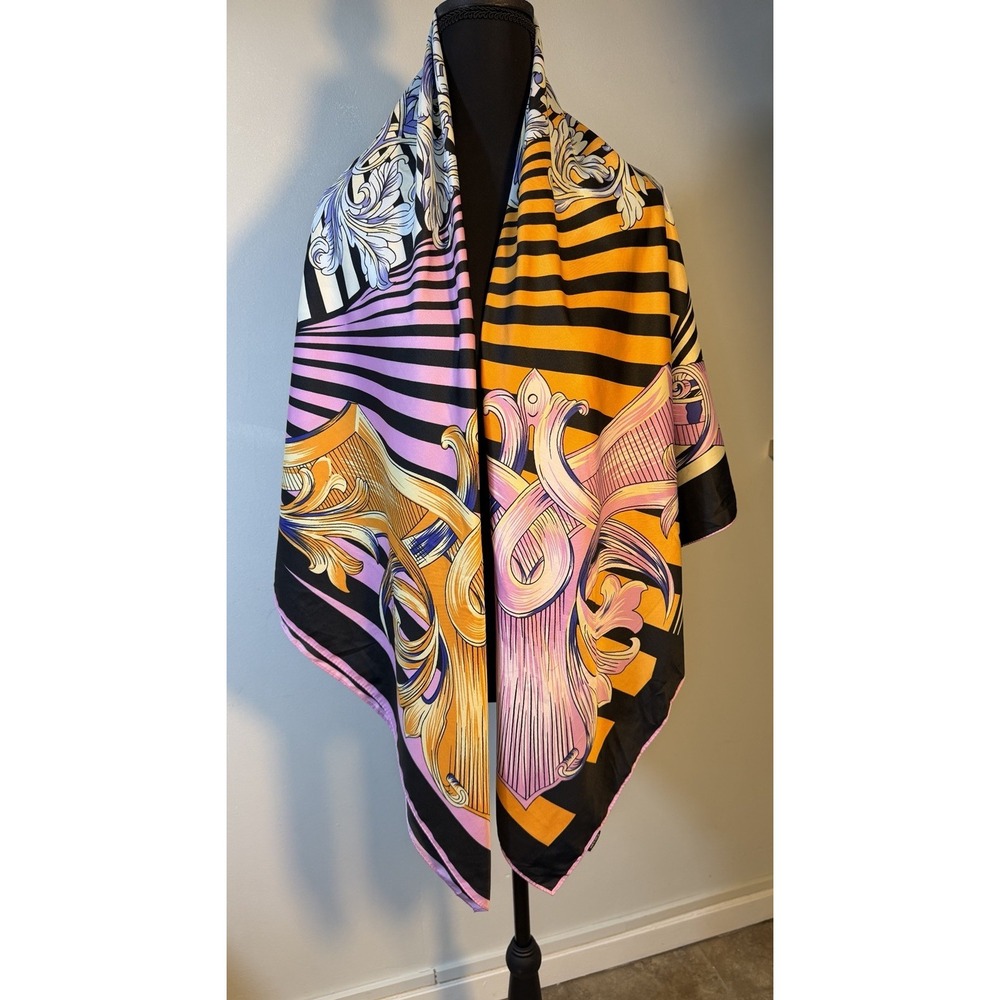 scarf for women light weight Square 50" By 50" Wrap Flowers Multicolor
